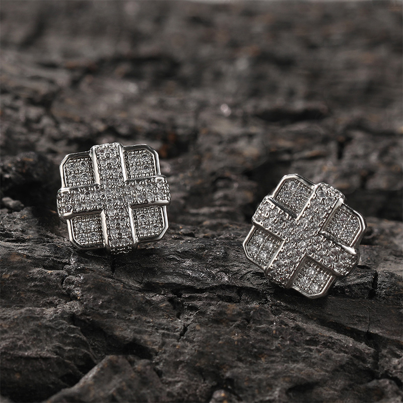 Dazzling Square Cross Stud Earring