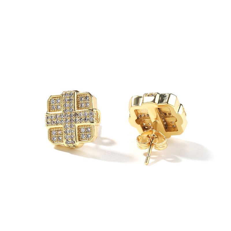 Dazzling Square Cross Stud Earring