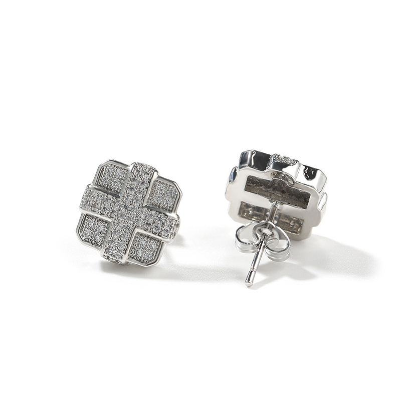 Dazzling Square Cross Stud Earring