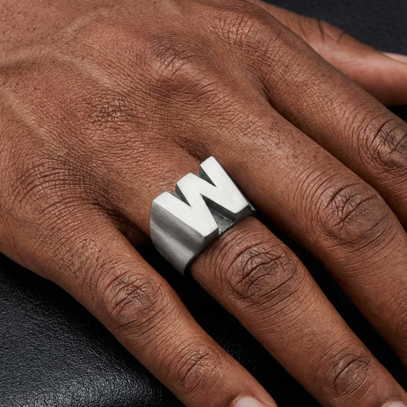 Men's Bold 26 Initial Letters Ring