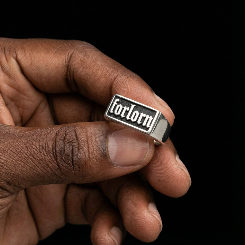 Men's Custom Old English Name/Letters Square Signet Ring