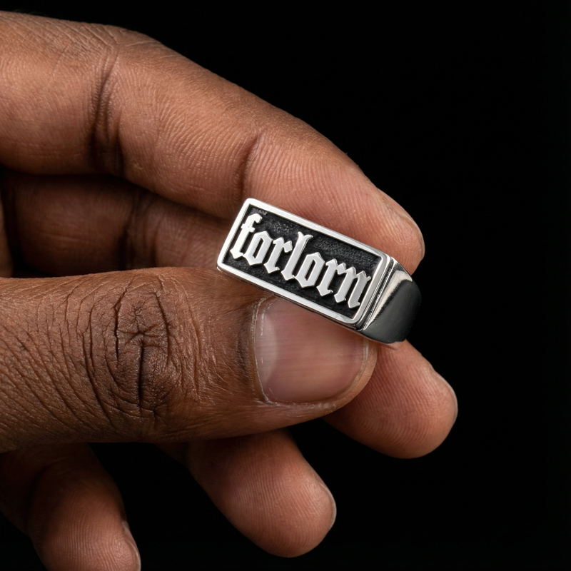 Men's Custom Old English Name/Letters Square Signet Ring Men's Custom Old English Name/Letters Square Signet Ring