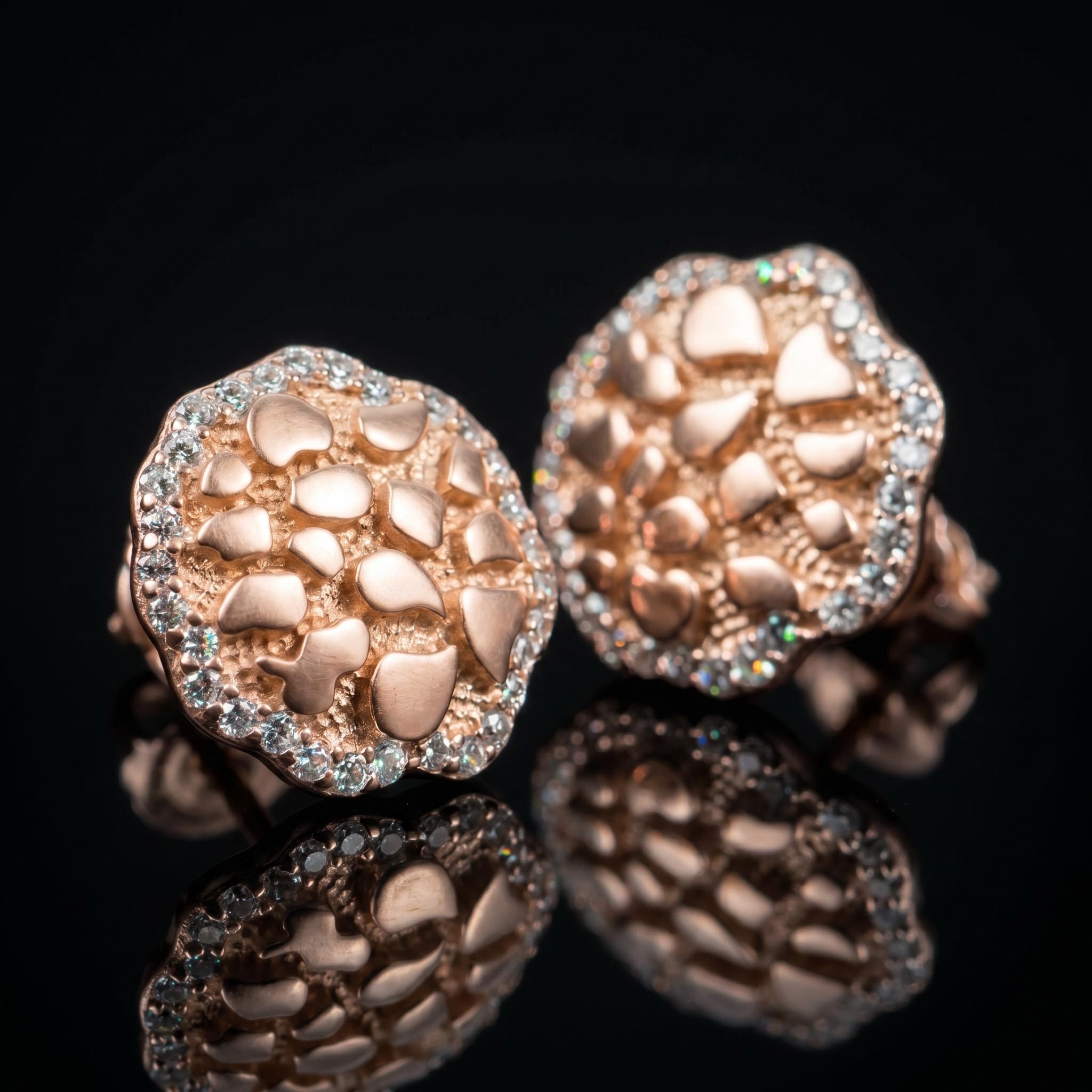 Men's Halo Nugget Stud Earrings in Gold Men's Halo Nugget Stud Earrings in Gold