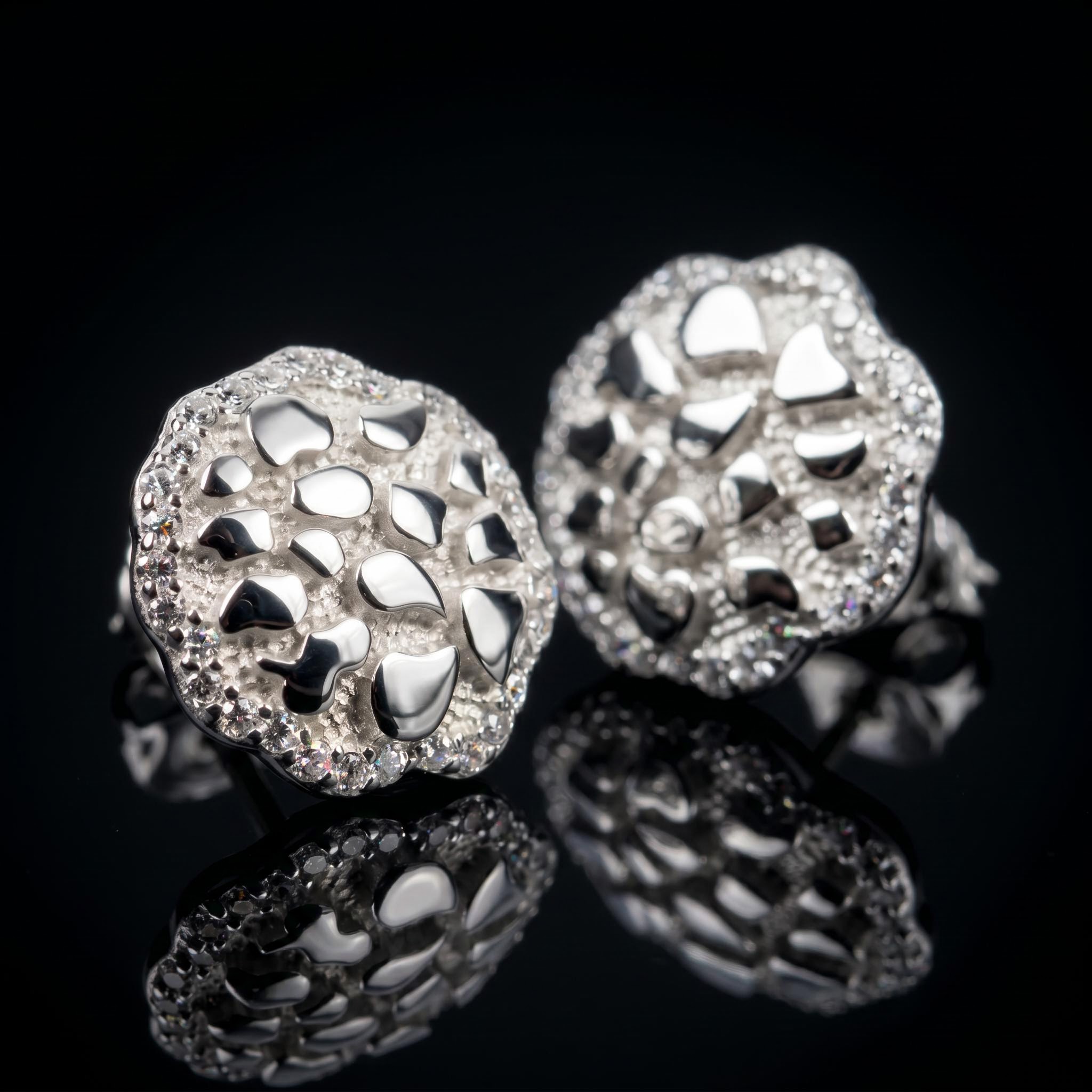 Men's Halo Nugget Stud Earrings in Gold Men's Halo Nugget Stud Earrings in Gold