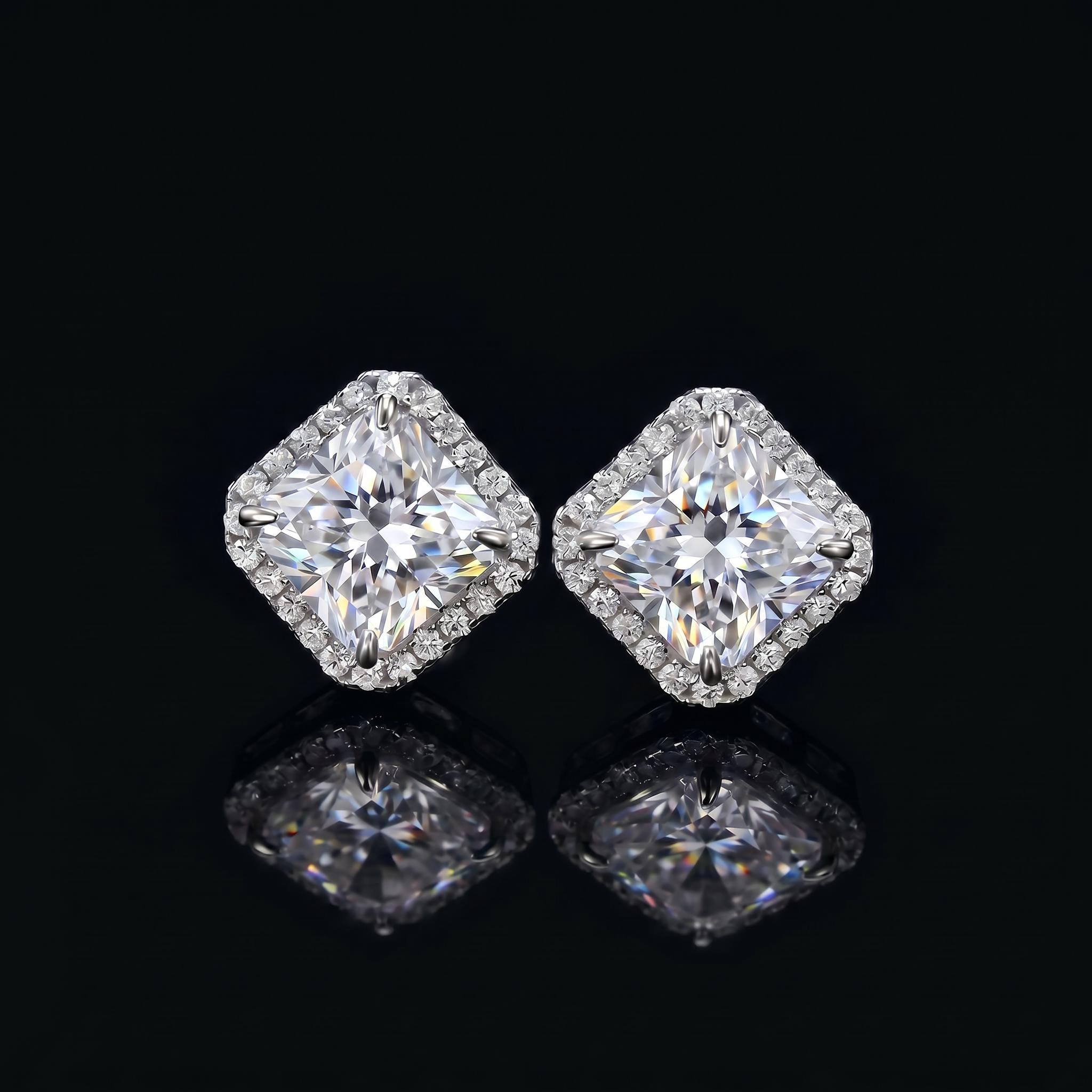 Radiant Cut Stud Earrings