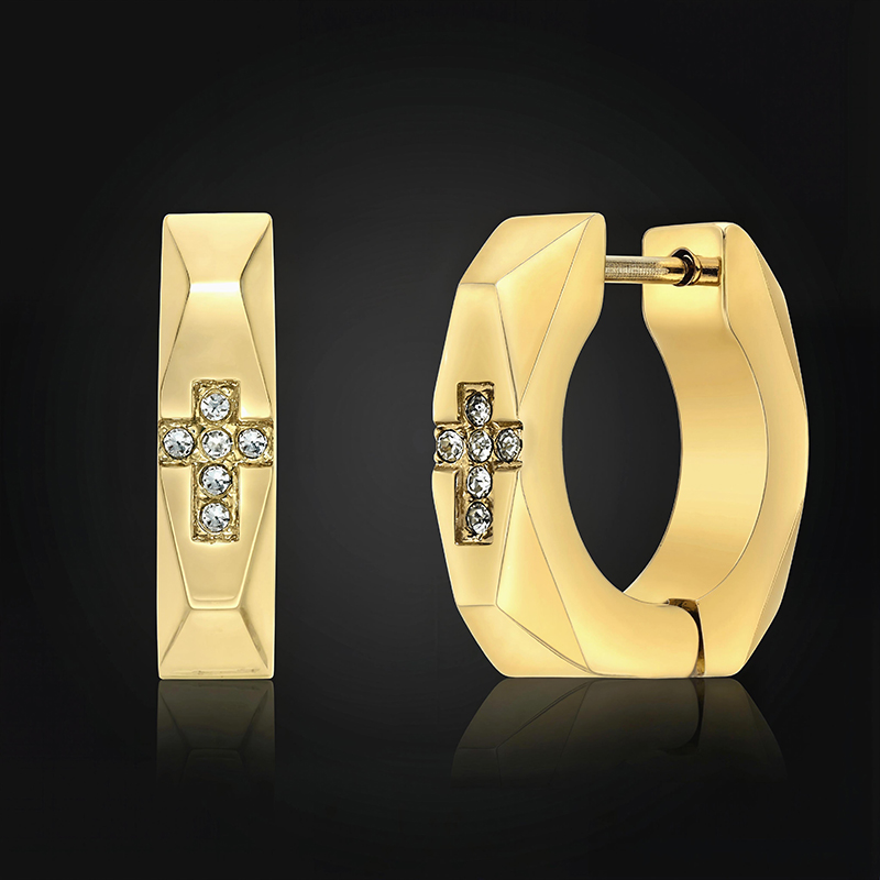 Accent Cross Huggie Hoop Earrings Accent Cross Huggie Hoop Earrings