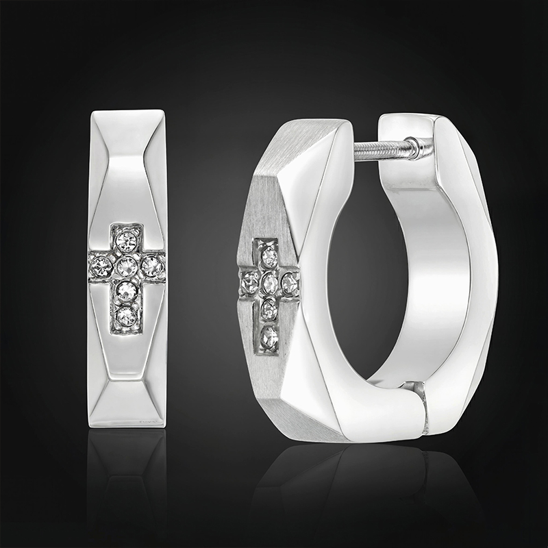 Accent Cross Huggie Hoop Earrings Accent Cross Huggie Hoop Earrings