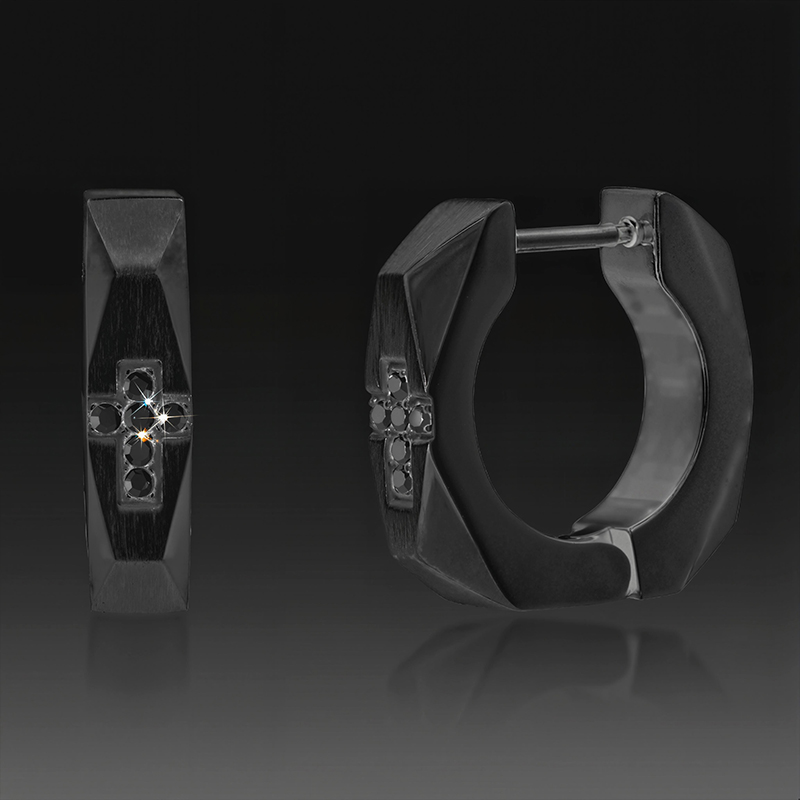 Accent Cross Huggie Hoop Earrings Accent Cross Huggie Hoop Earrings