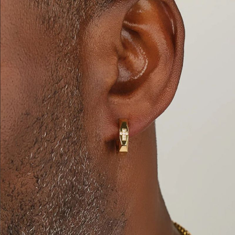 Accent Cross Huggie Hoop Earrings Accent Cross Huggie Hoop Earrings