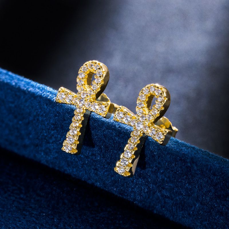 Micro Pave Ankh Earring
