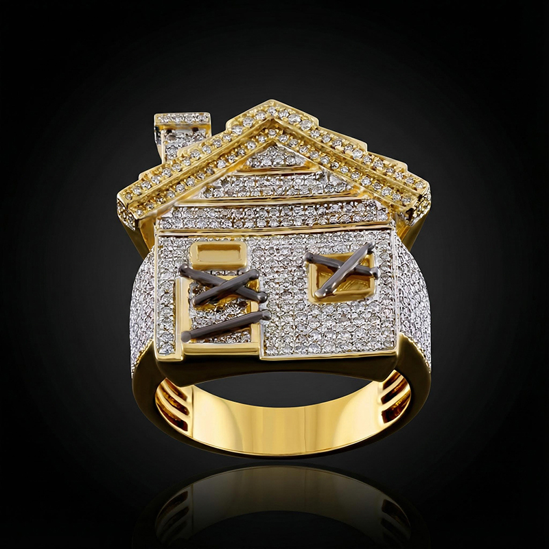 Iced Trap House Ring in Gold Iced Trap House Ring in Gold