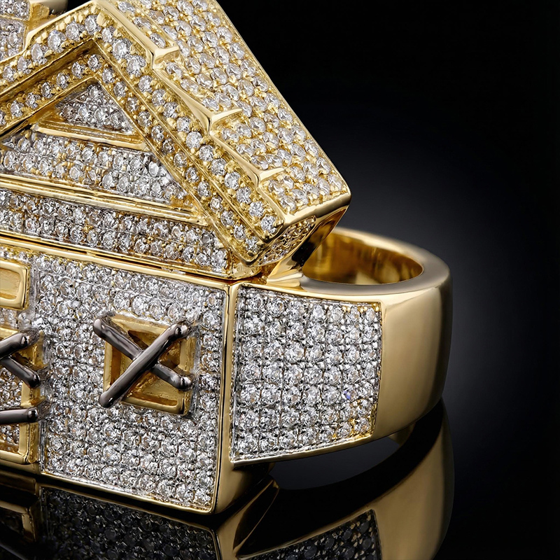 Iced Trap House Ring in Gold Iced Trap House Ring in Gold