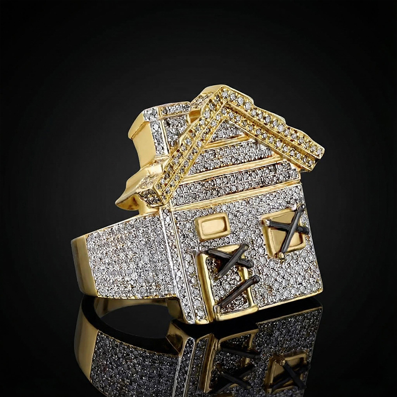 Iced Trap House Ring in Gold Iced Trap House Ring in Gold
