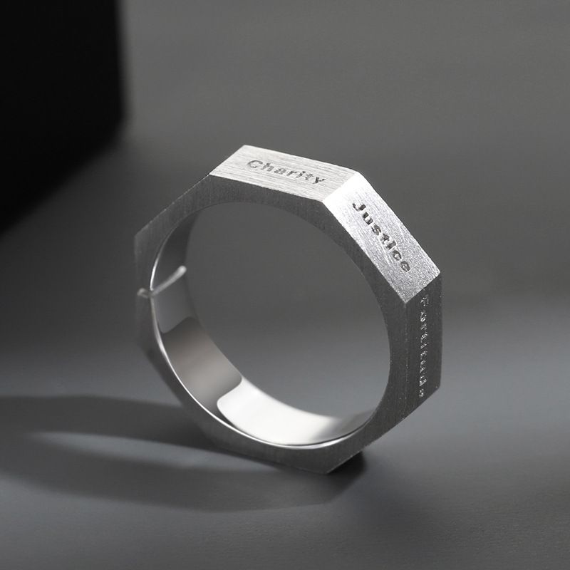 Seven Virtues Open Ring in Stainless Steel
