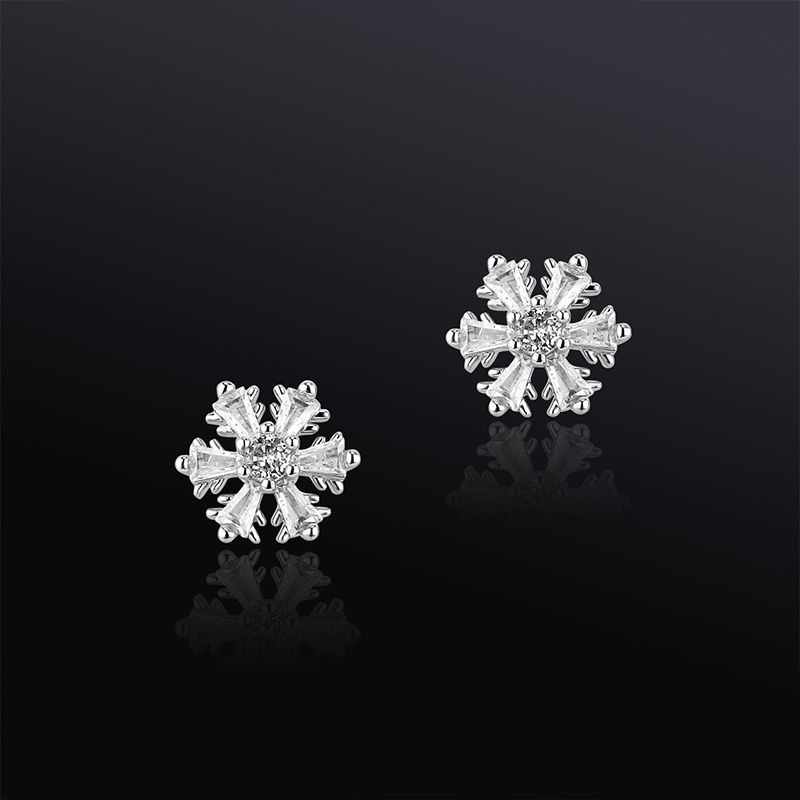 Sparkling Snowflake Stud Earrings
