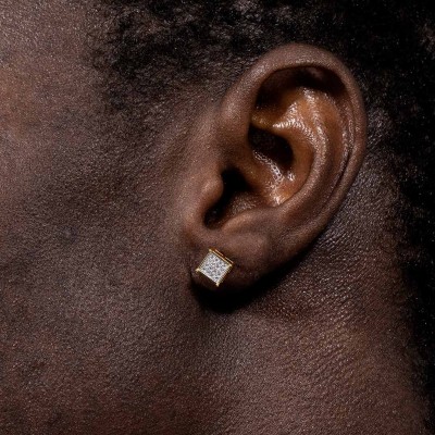 Square Diamonds Paved Stud Earrings