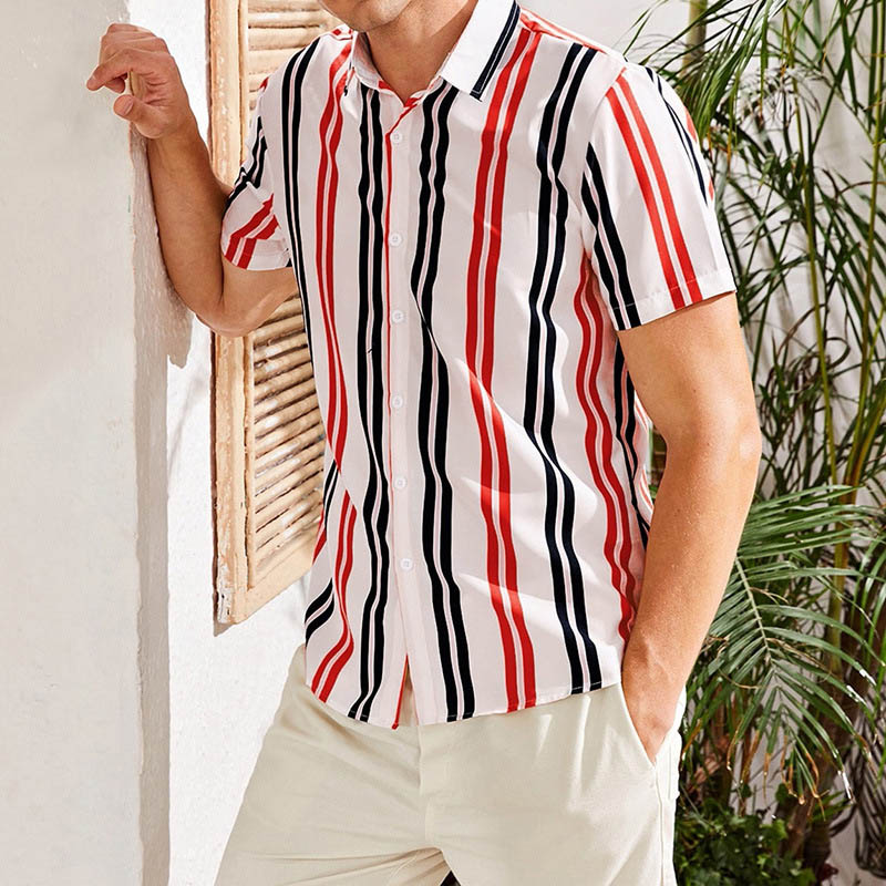 Striped Short Sleeve Hawaiian shirt