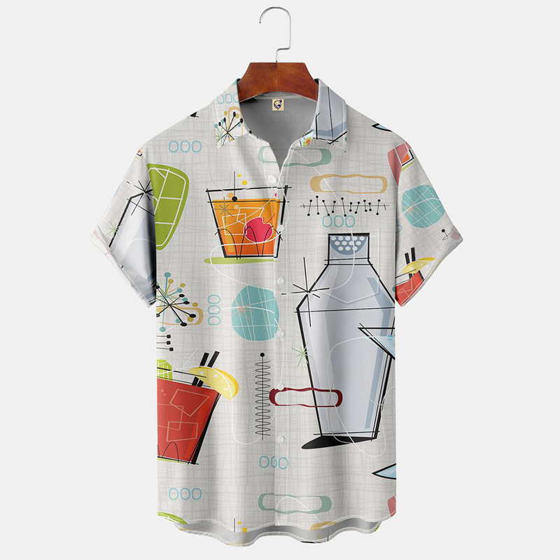 Geometric Print Lapel Shirt