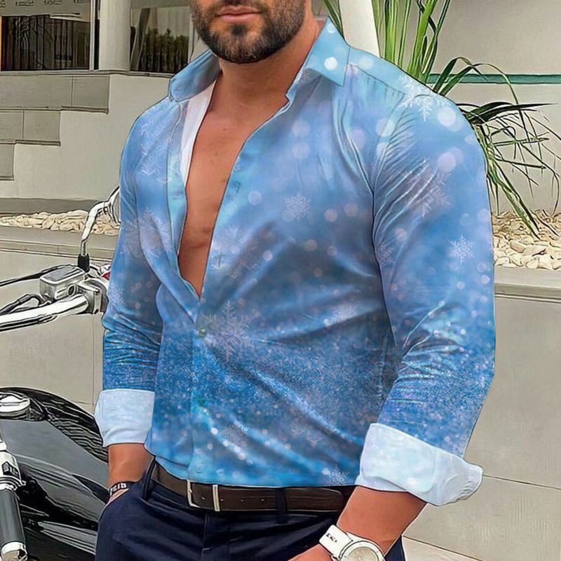 Casual Christmas Elements Printed Shirt