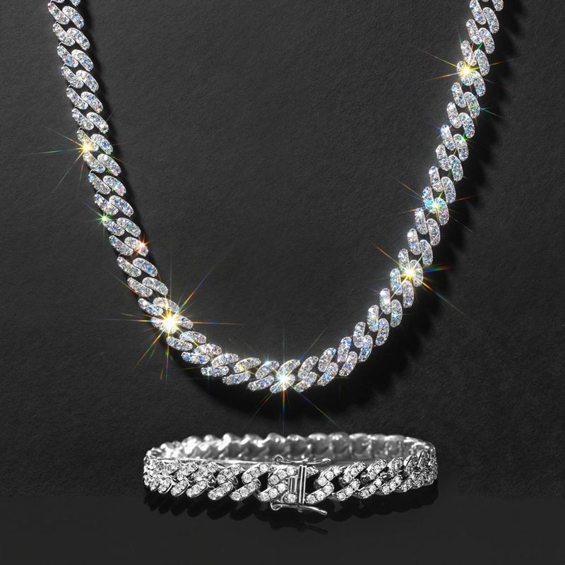 Iced 8mm Cuban Link Bracelet in White Gold