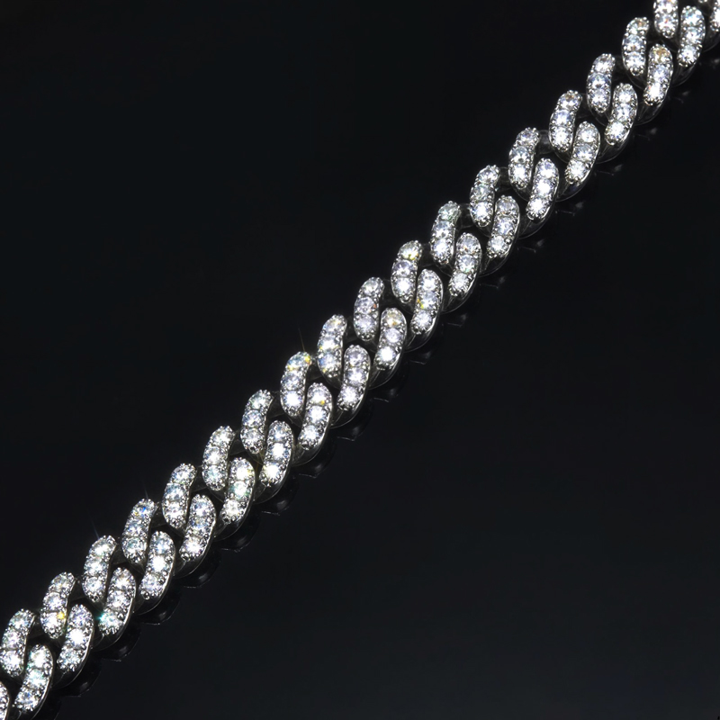 Iced 8mm Cuban Link Bracelet in White Gold