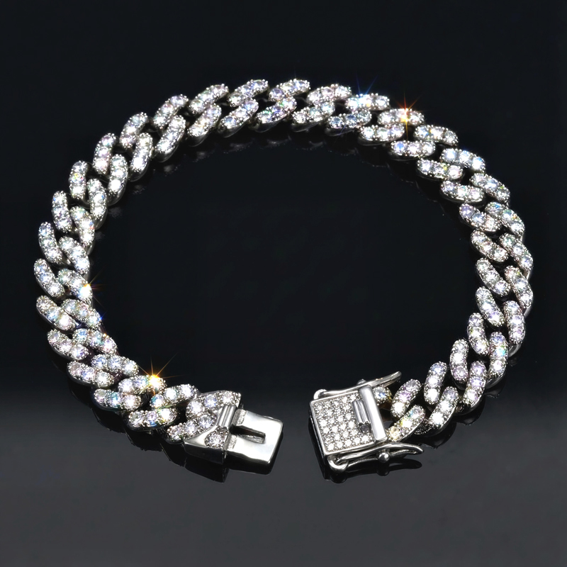 Iced 8mm Cuban Link Bracelet in White Gold