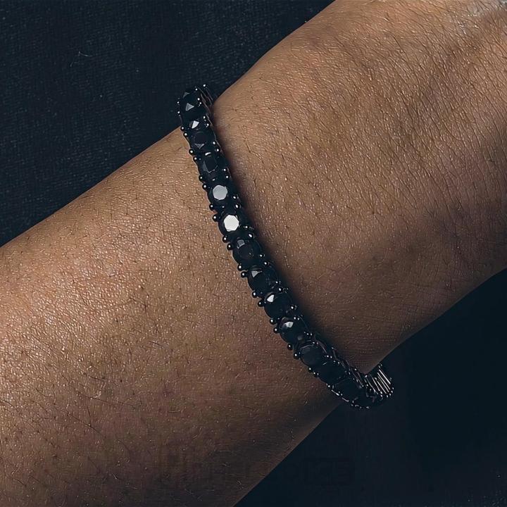 5mm Black Stones Tennis Bracelet in Black Gold