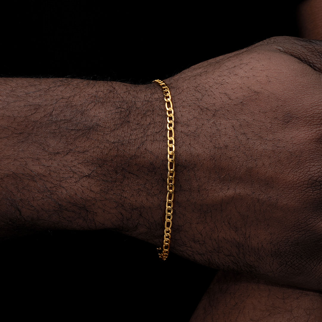 3mm Figaro Bracelet in Gold