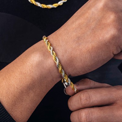 5mm Gold & Silver Two-Tone Rope Bracelet