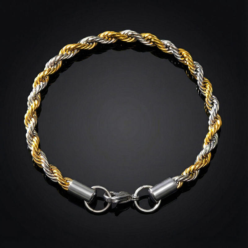 5mm Gold & Silver Two-Tone Rope Bracelet