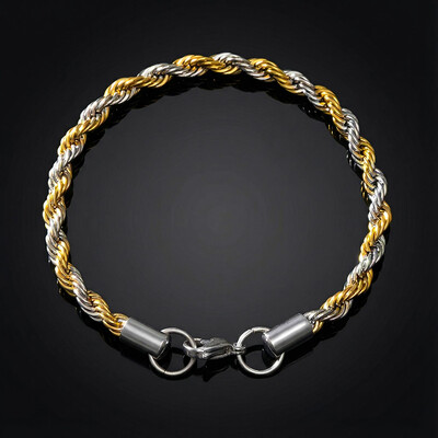 5mm Gold & Silver Two-Tone Rope Bracelet