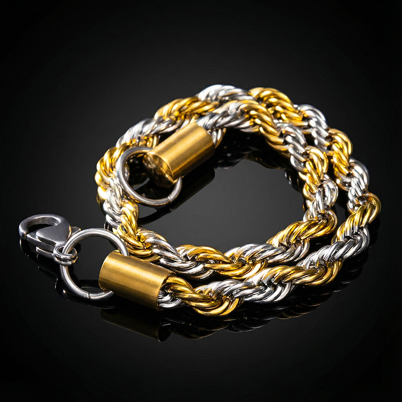 5mm Gold & Silver Two-Tone Rope Bracelet