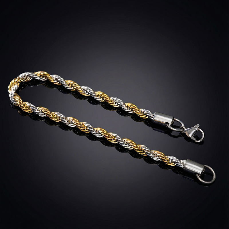 5mm Gold & Silver Two-Tone Rope Bracelet