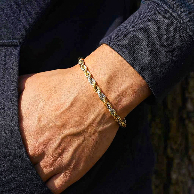 5mm Gold & Silver Two-Tone Rope Bracelet