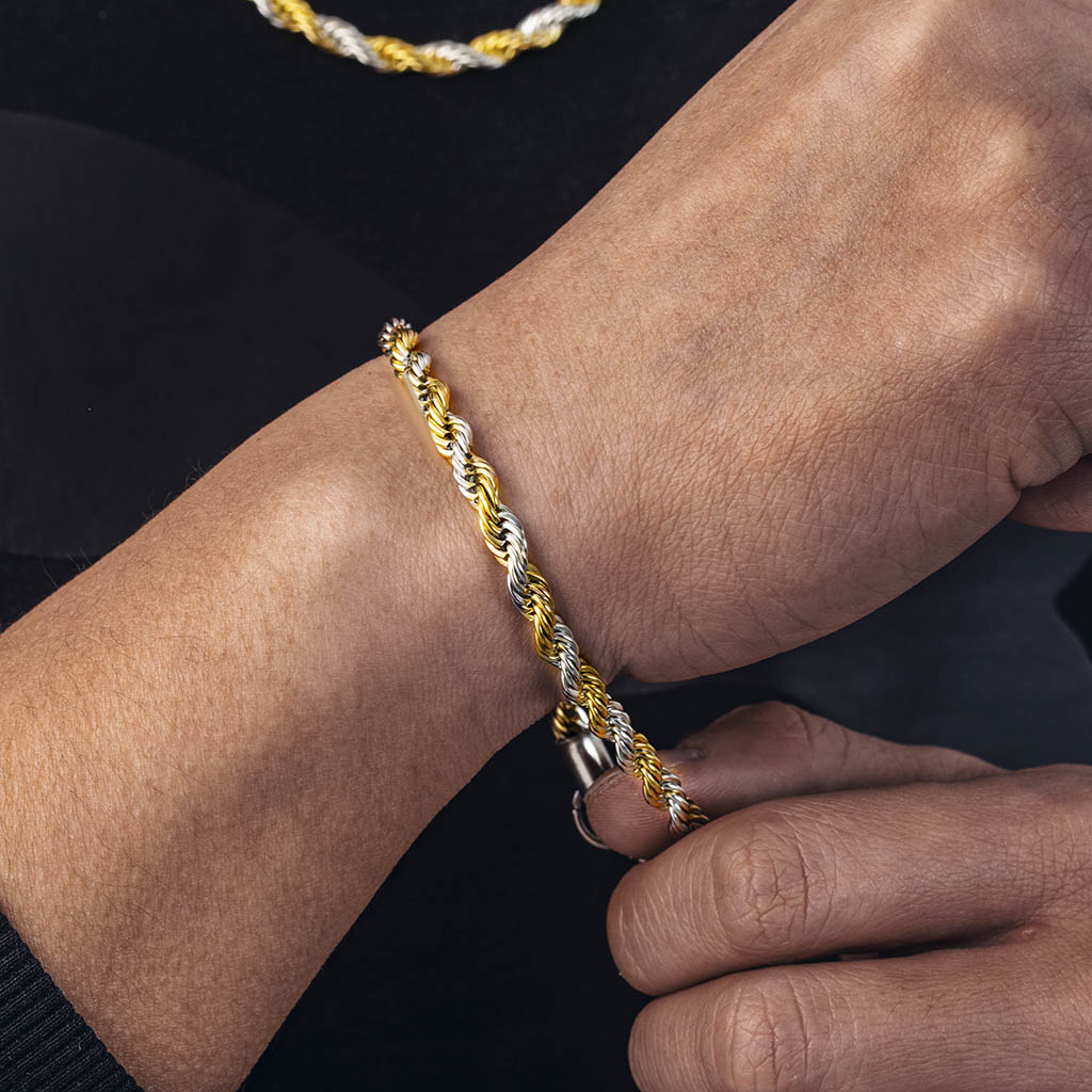 5mm Gold & Silver Two-Tone Rope Bracelet