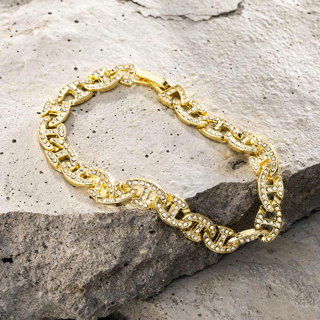  8mm Iced G-link Bracelet in Gold