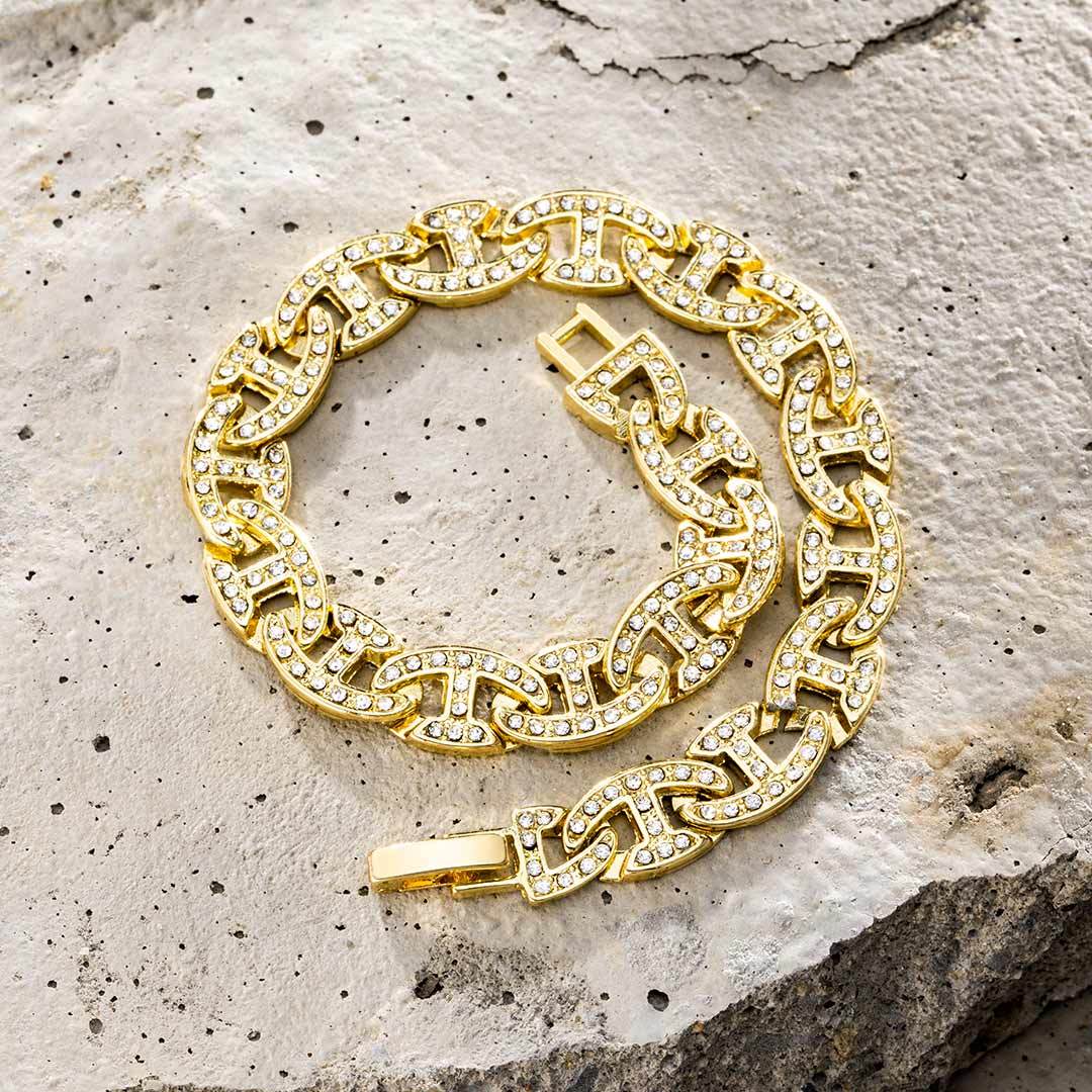  8mm Iced G-link Bracelet in Gold