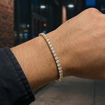 3mm 18K Gold Finish Single Row Tennis Bracelet