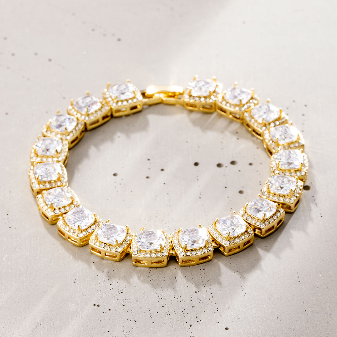 10mm Clustered Tennis Bracelet in Gold