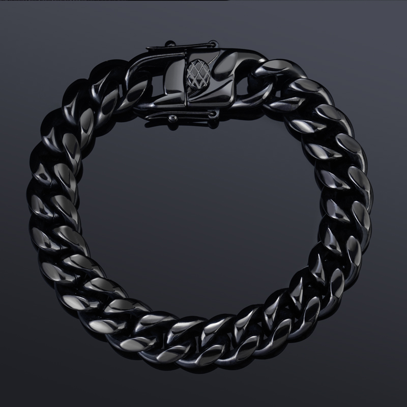10mm Stainless Steel Cuban Bracelet in Black Gold 10mm Stainless Steel Cuban Bracelet in Black Gold