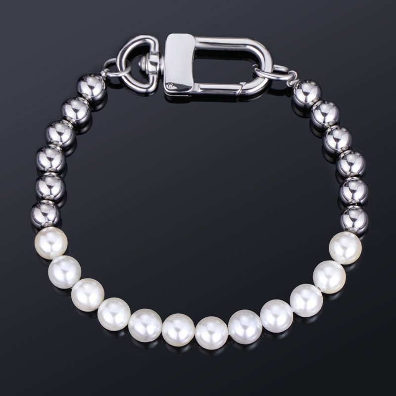 7mm Half Beads and Pearl Bracelet