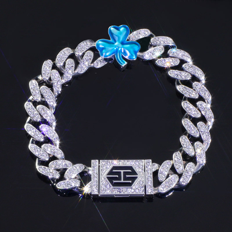  Three-Leaf Iced Miami Cuban Bracelet