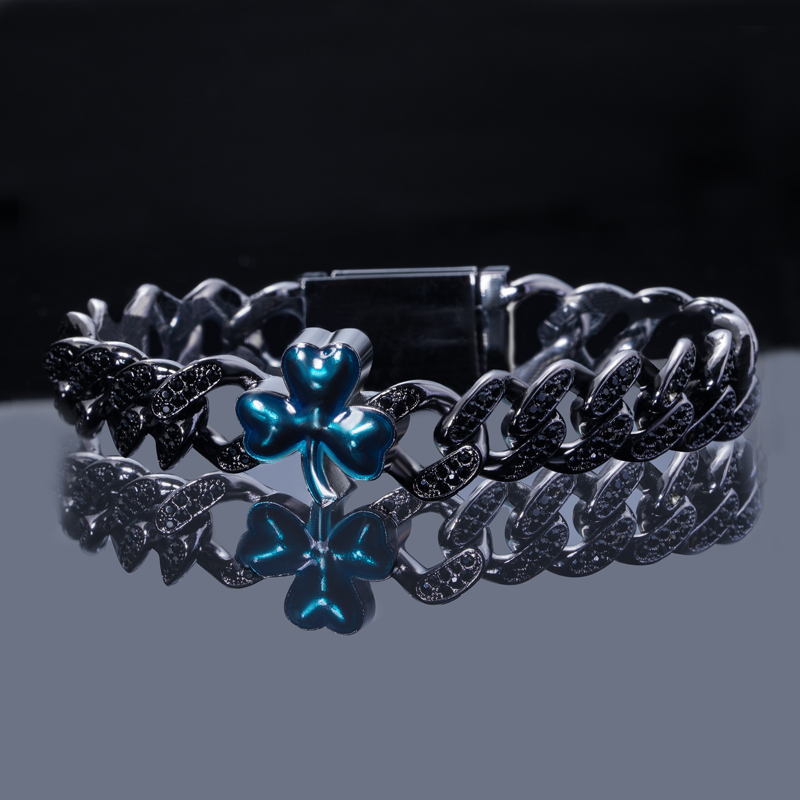  Three-Leaf Iced Miami Cuban Bracelet