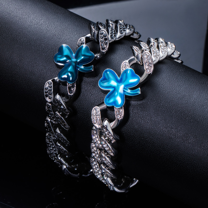  Three-Leaf Iced Miami Cuban Bracelet