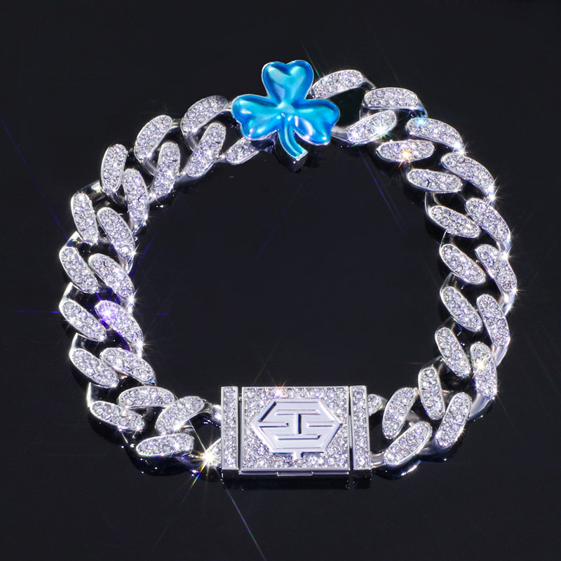  Three-Leaf Iced Miami Cuban Bracelet