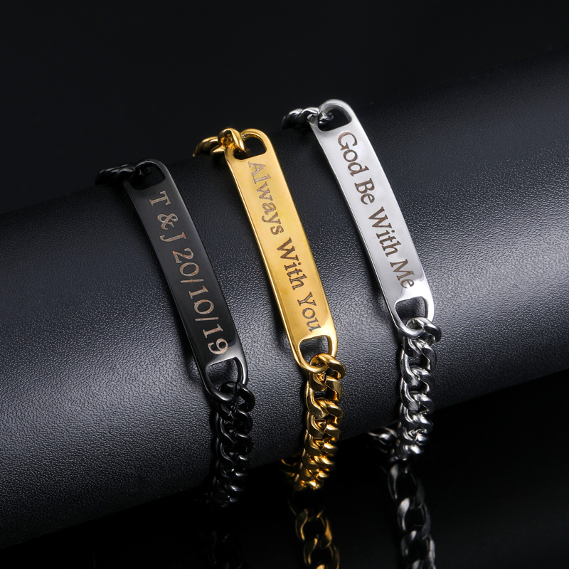  Personalized Engraved Stainless Steel Cuban Bracelet