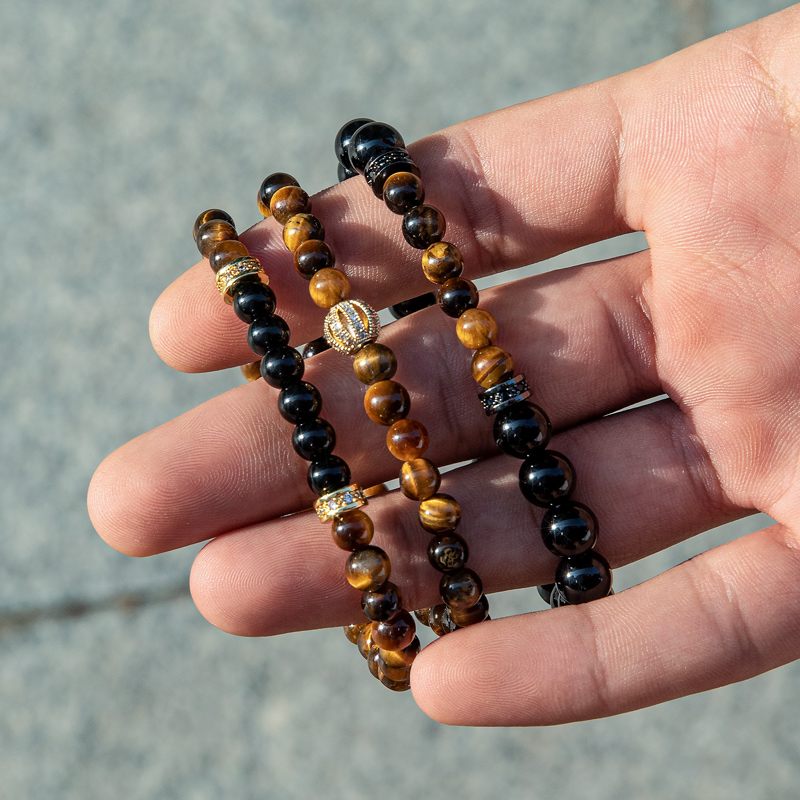  3pcs Tiger’s Eye Beaded Stretch Bracelet