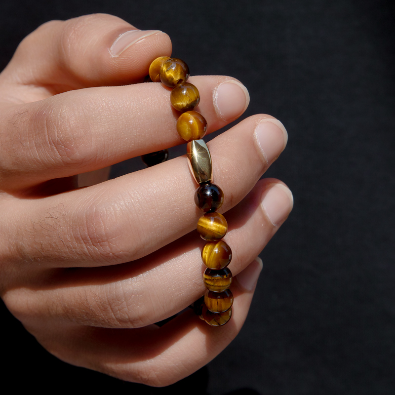 Yellow Tiger Eye Beaded Stretch Bracelet