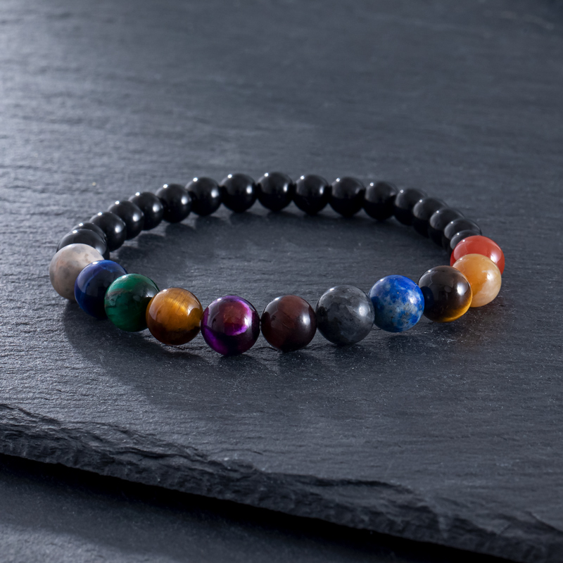 thumbnail image 2 of 2 Pcs Tiger Eye & Obsidian Natural Stone Beaded Bracelet – 6mm, Men's Women's Jewelry, DouVei 2 of 6