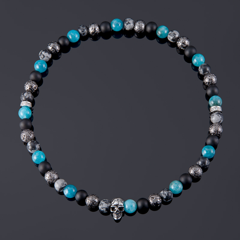 Natural Apatite & Alabaster Beaded Stretch Wrap Bracelet